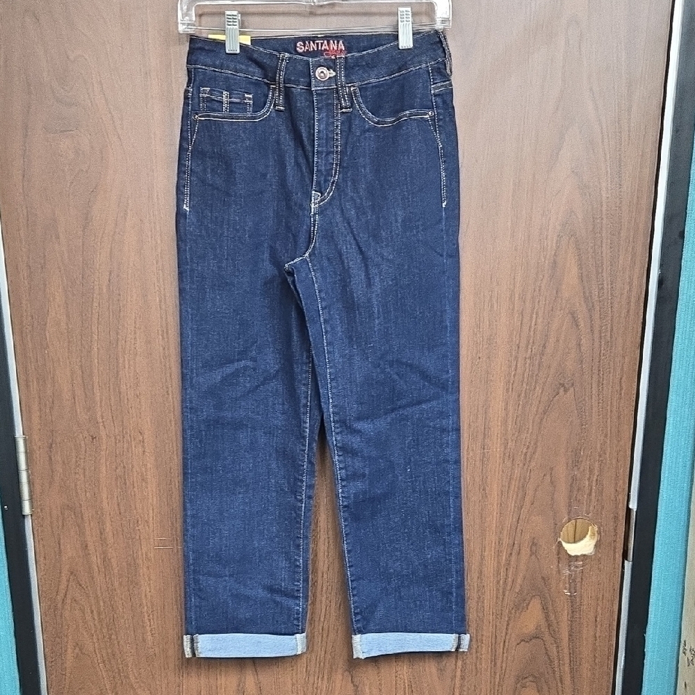 Santana Size 6 Dark Wash Mid Rise Straight Leg Classic Fit Capri Jeans